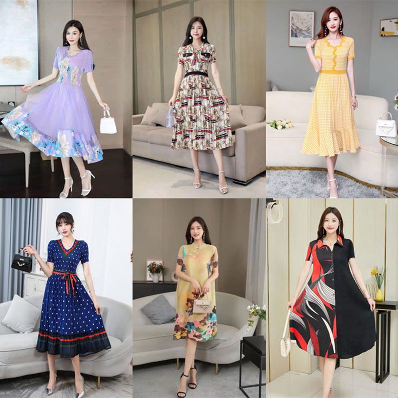 大码女装折扣妈妈装孤品 商场撤柜中年连衣裙图片