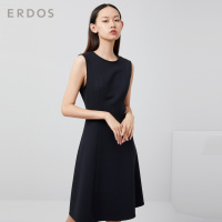 ERDOS 20春夏圆领纯色简约无袖中长款连衣裙收腰显瘦