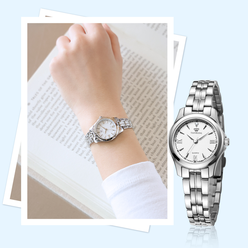 天王手表女士简约精致石英表气质小表盘腕表商务休闲钢带女表3570高清大图