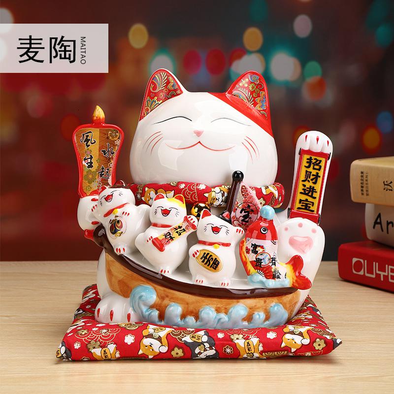 美帮汇猫家居开业电动摇手店铺礼品发财猫大小号陶瓷摆件高清大图