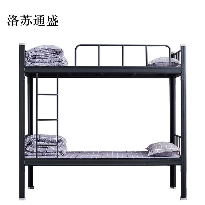 洛苏通盛铁架床钢木床宿舍床黑色加厚型2000X1000含床板常规款[工厂现做 7天内发货]图片