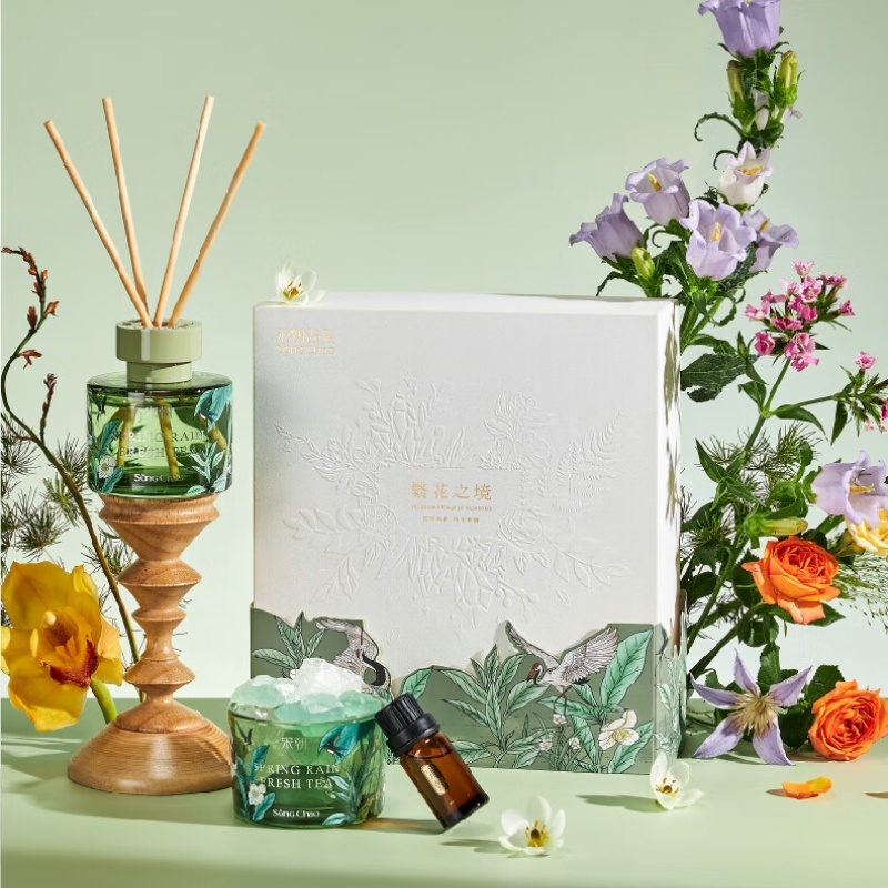 宋朝312-SC繁花之境扩香石礼盒系列-2繁花之境香薰+扩香石礼盒-春雨清茶高清大图