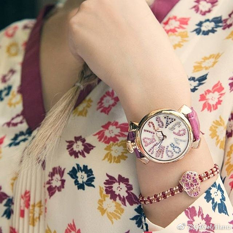 GaGa MILANO 手动40MM 宝石系列时尚休闲女士石英表女表 5021