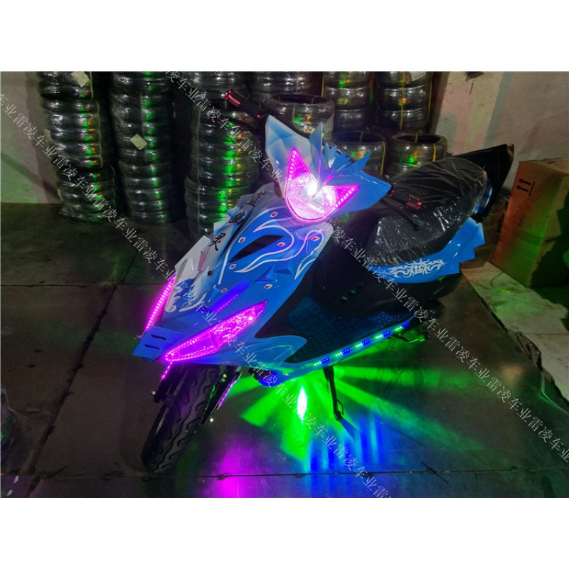 鬼火125cc摩托车三代改装战速150踏板车白幽灵复古车一代上牌浅蓝色蓝