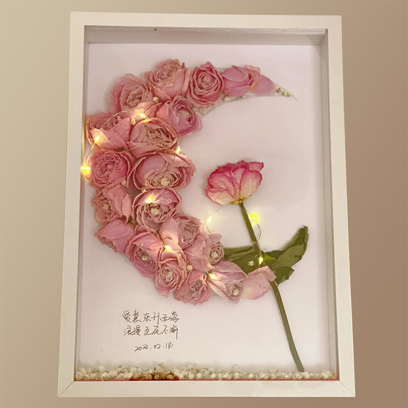 工匠干花相框手工diy永生花保存盒立体中空画框做放干花的相框玫瑰花