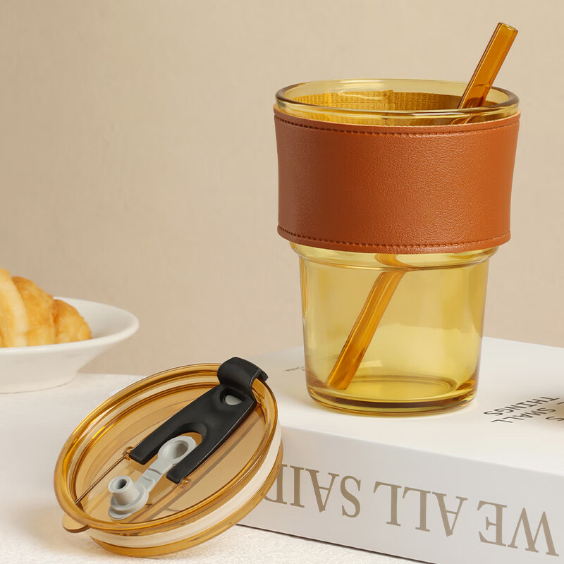 艾逸瑶选 ins风便携玻璃吸管杯CJ-21080 400ml高清大图