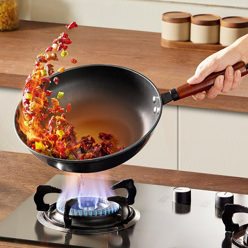 炊大皇 炒锅铁锅无涂层家用炒菜锅电磁炉燃气煤气灶明火通用 始祖精铁炒锅 32cm CG32SZ-1!高清大图