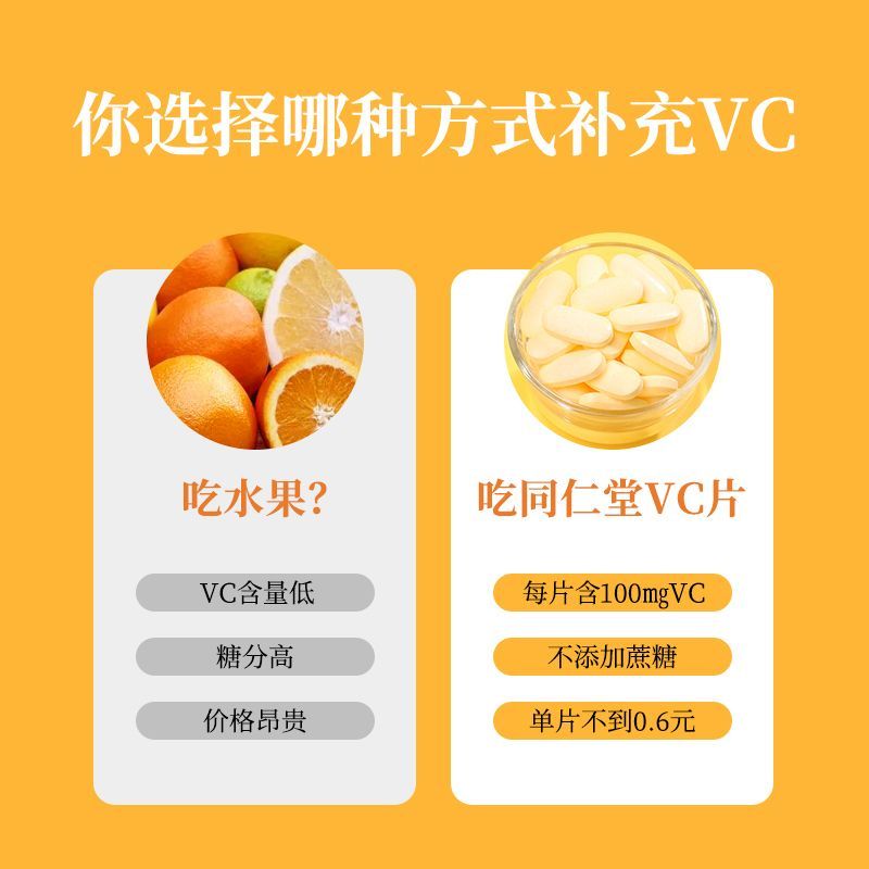 北京同仁堂维生素c咀嚼片复合维生素c vc vb营养素矿物质 中老年成人男女保健品