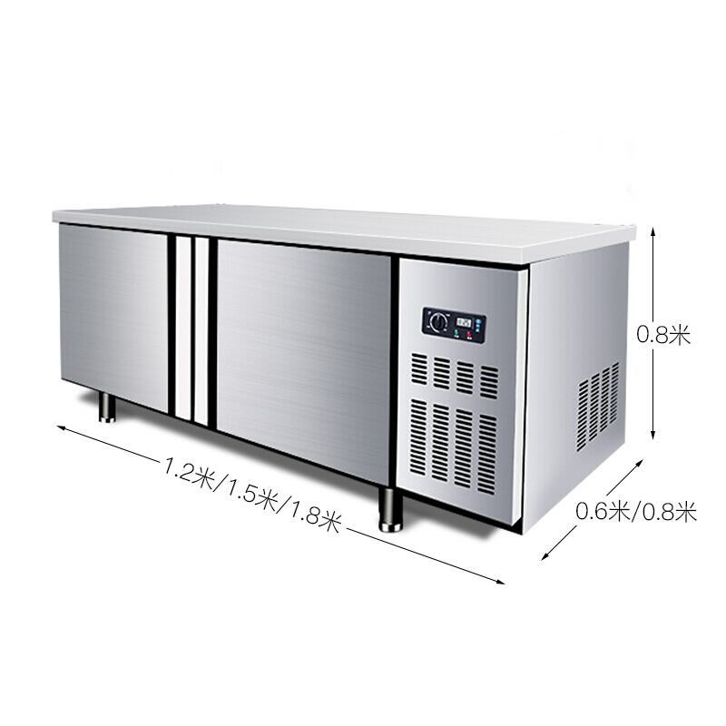 迈迪菲18米全冷冻平冷操作台商用厨房操作台冰柜不锈钢保鲜柜卧式冷柜