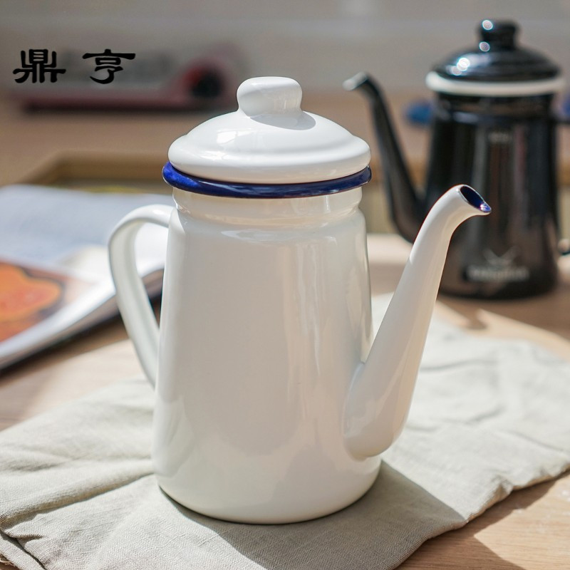 鼎亨1.1L珐琅搪瓷手冲咖啡壶茶壶花茶壶细口油壶电磁炉燃气通用