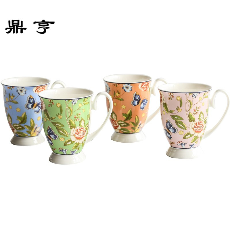 鼎亨英式下午茶杯 骨瓷红茶杯 早餐麦片 欧式高脚骨瓷红茶咖啡马