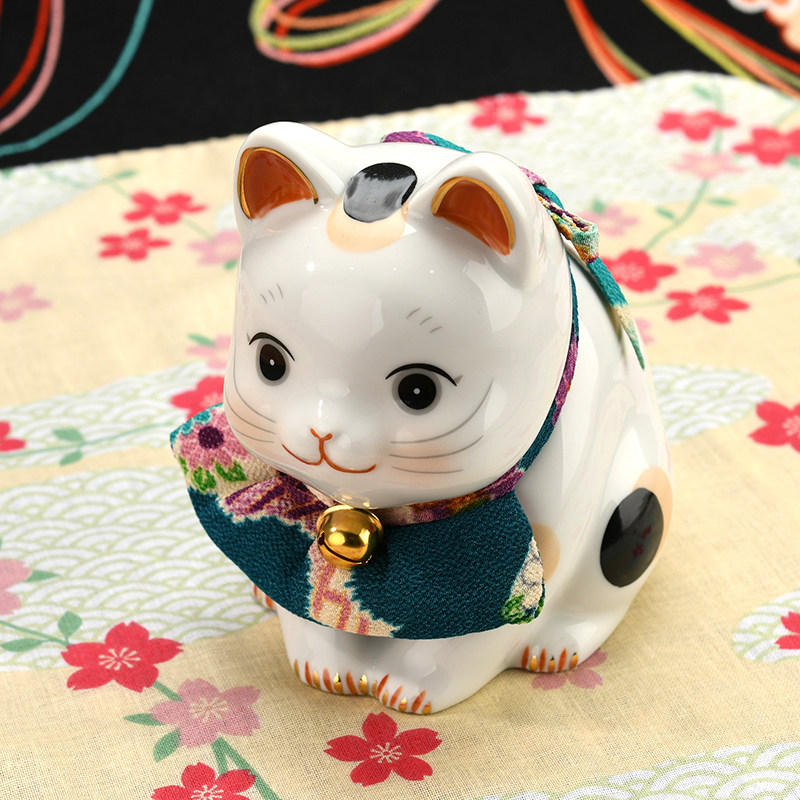 日本正版祈愿可爱猫陶瓷创意摆件 开业生日结婚 三维工匠 7291高12.5CM猫高清大图
