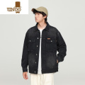 YANXU美式感猫爪轻奢小众高端牛仔外套男2023春季宽松痞帅工装夹克 2XL160-180斤 黑色