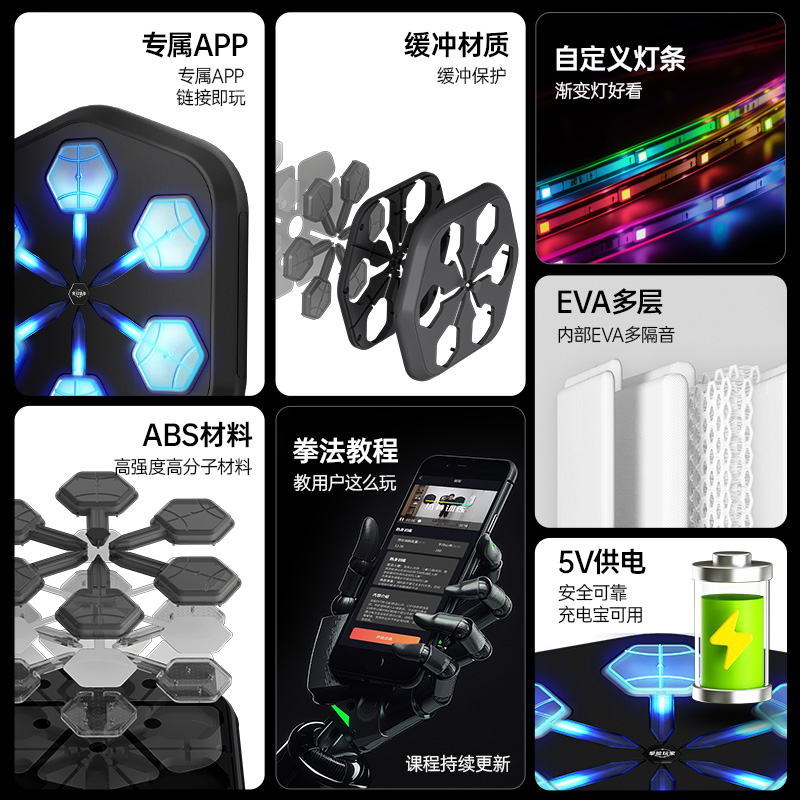 方解实(FANGJIESHI) 智能音乐拳击机 儿童训练器材打拳墙靶沙袋高清大图