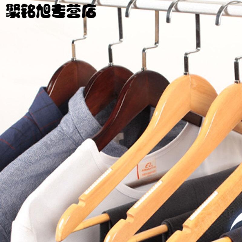 木衣架复古木质木衣架衣撑裤架服装店酒店防滑无痕木头衣挂简约?1025-成人-原木防滑10个
