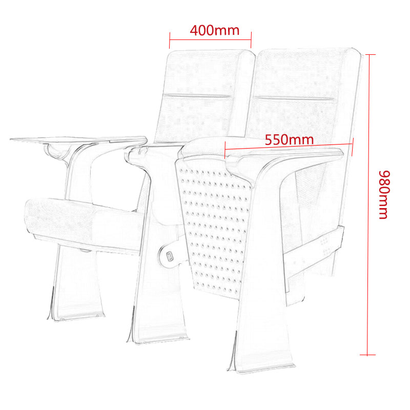 鑫金虎礼堂椅剧院椅联排椅带写字板 五连排单位价400*550*980mm高清大图