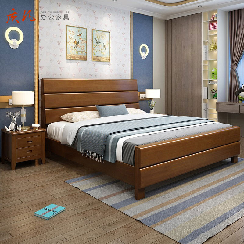 质凡实木床家用小户型老式硬板床 1.5米床