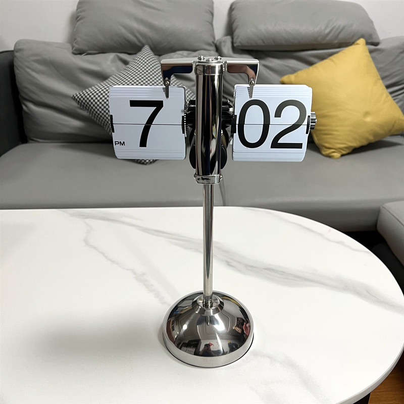 欧式自动翻页钟复古简约家居客厅座钟小天平机械自动翻页时钟【4】 可伸缩拉杆白色叶片