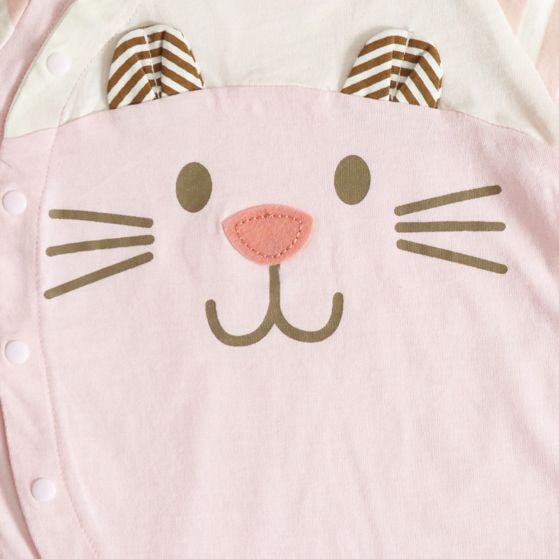 安笛贝乐婴儿纯棉短袖连体衣夏装薄款哈衣半袖爬服开裆睡衣0-1岁2女粉色宝宝衣服59-73cm高清大图