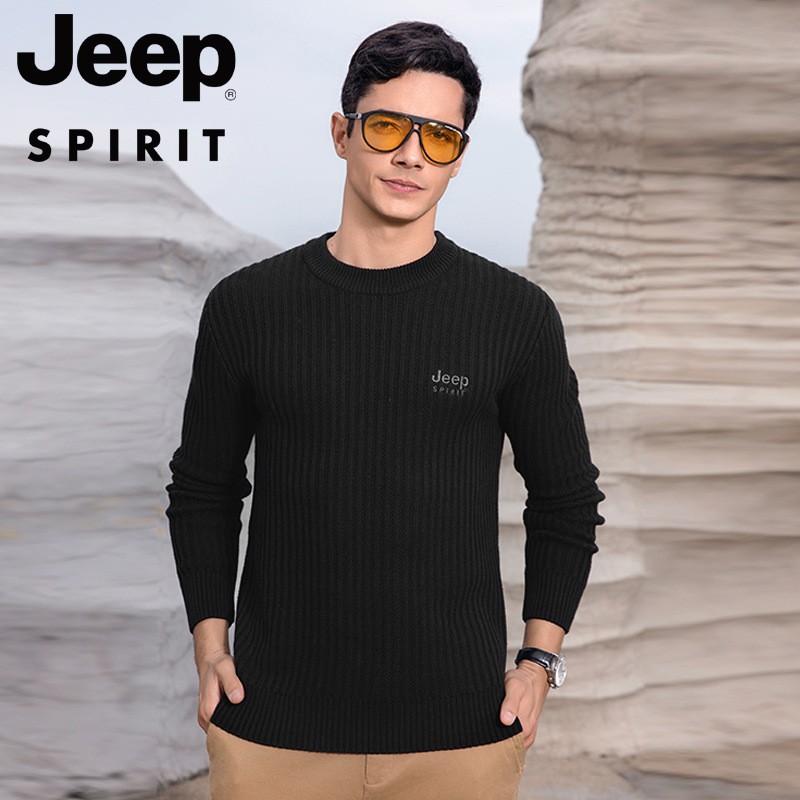 JEEP SPIRIT男士针织衫秋冬新款毛衣男士圆领毛线衣针织打底衫内搭潮流高清大图