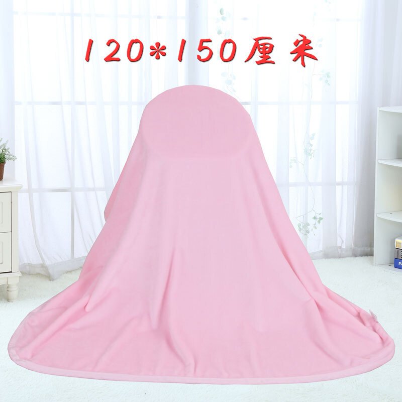 婴儿毛毯法兰绒大浴巾男女宝宝抱毯包被子小孩儿童夏季午休120*150cm淡粉色单层法莱绒毯