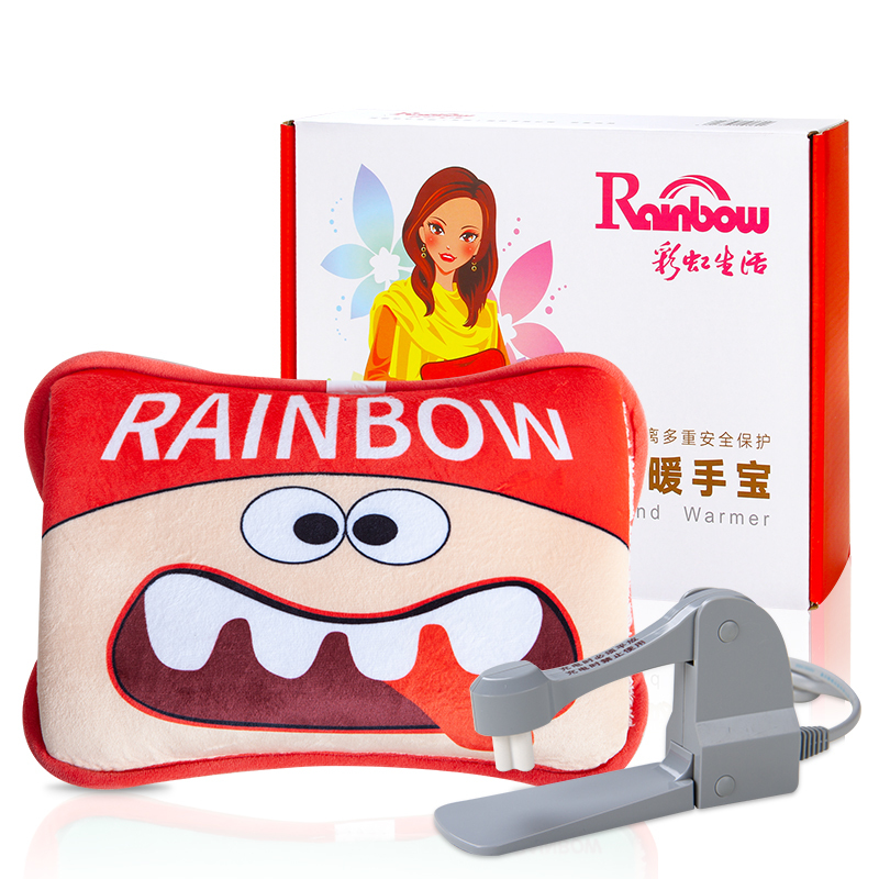 彩虹(RAINBOW)电热暖手宝搞怪印花插电式暖水袋毛绒暖宝宝暖脚宝充电式热水袋安全防爆暖脚炉电暖器TB24-18GL