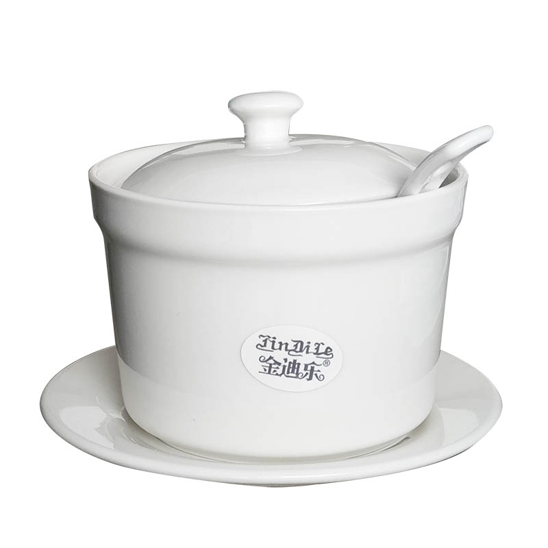 金迪乐陶瓷带盖汤碗陶瓷炖盅炖汤盅4英寸10*8.8cm/个高清大图