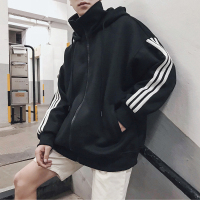 秋季条纹上衣服男士外套卫衣男连帽春秋款韩版潮流宽松学生情侣装