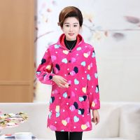 法兰绒[9号粉色心] 中号[建议110-140斤] 法兰绒罩衣成人女秋冬大码加绒时尚云朵绒厨房长围裙工作服保暖衣