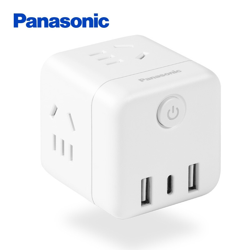 松下(Panasonic)多功能魔方USB3个(20W)插座位四位五孔插线板带开关接线板创意转换器 一拖四