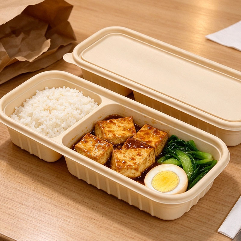 耀豪坤 一次性餐盒两格可降解饭盒 L-550ml 个高清大图