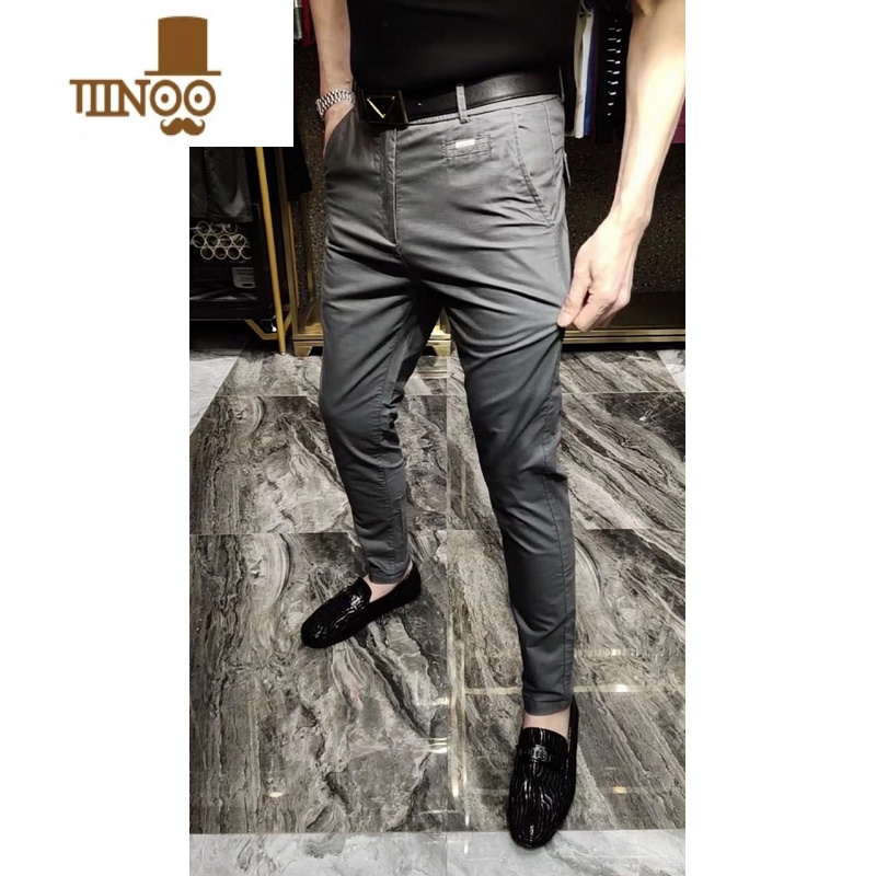 YANXU秋季新款男士修身直筒休闲百搭裤欧货商务帅气舒适男裤长裤小西裤高清大图