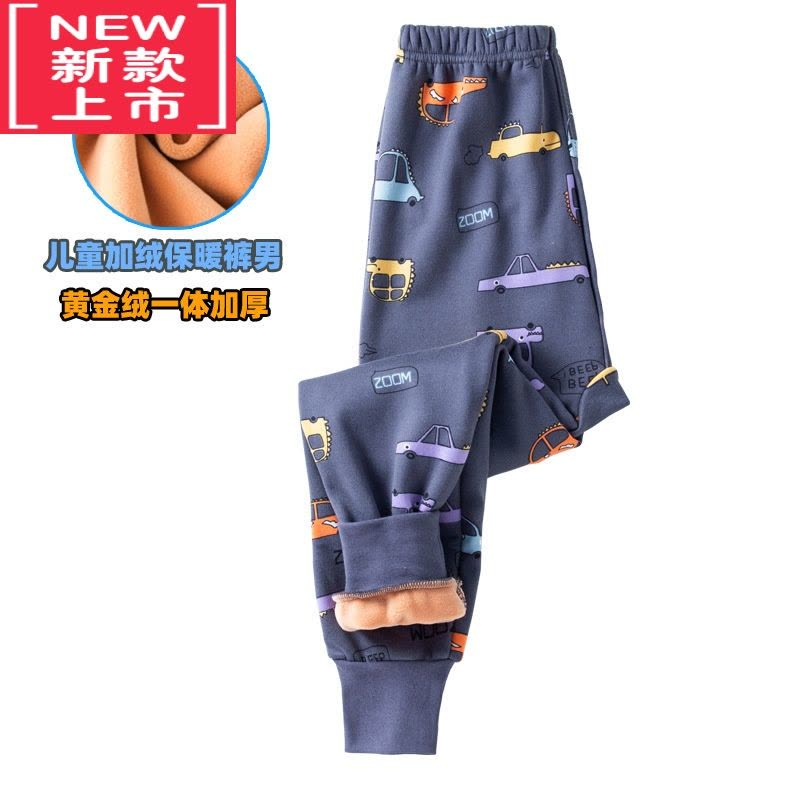 可莉允儿童一体绒保暖内裤男加绒加厚胖童女学生中童大码冬季防寒打底裤保暖裤图片