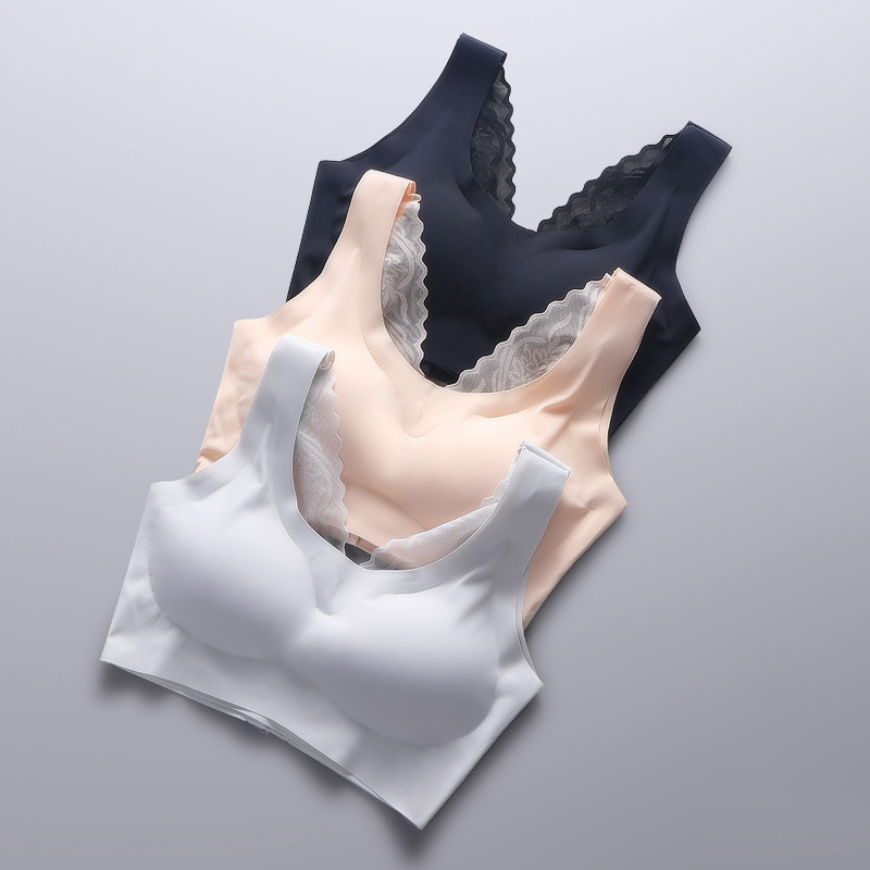 南极人(NanJiren)一片式无痕内衣女士 小胸专用调整型胸罩 蕾丝美背无钢圈文胸女