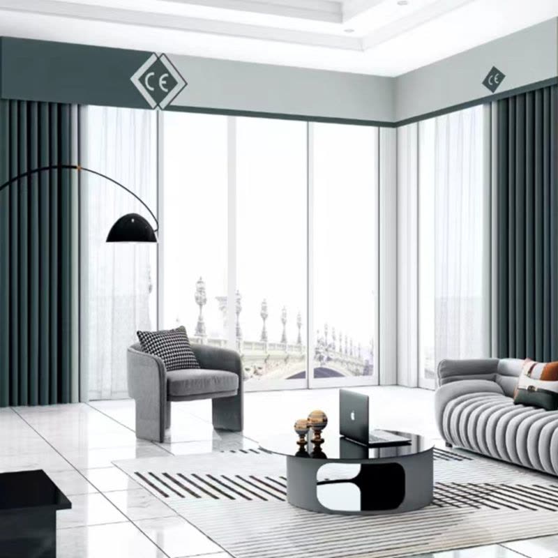 瀚隔 云朵麻窗帘北欧简约现代窗帘飘窗客厅轻奢卧室窗帘1.5*2.7m挂钩帘图片