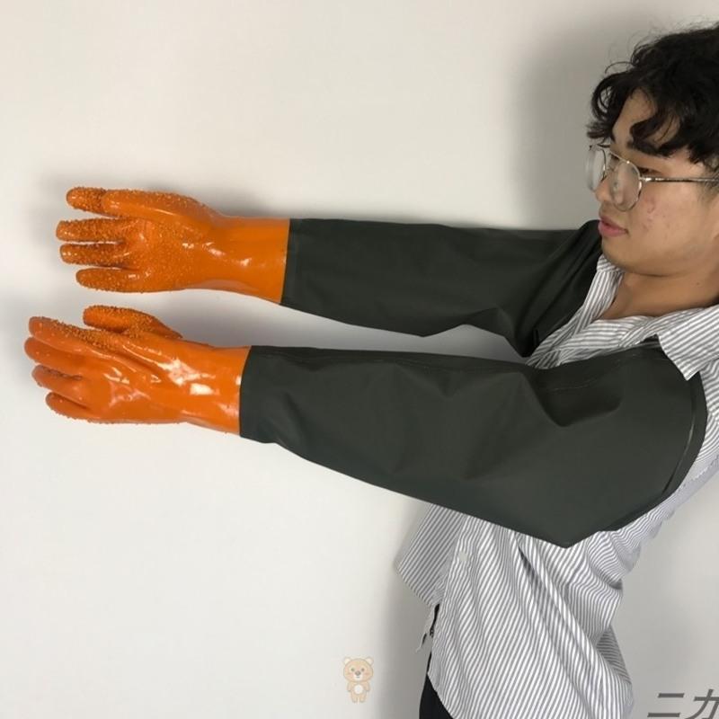 l 防水下水手臂套不加绒防扎手套赶海一体卖鱼杀鱼长筒套袖冬季御寒
