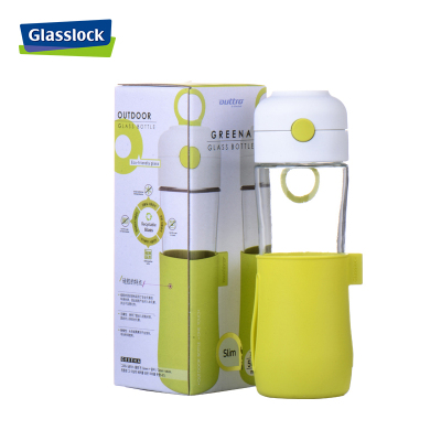 三光云彩(GLASSLOCK) 韩国进口玻璃水杯便携运动水杯绿色500ml学生随手杯车载茶杯IJ937