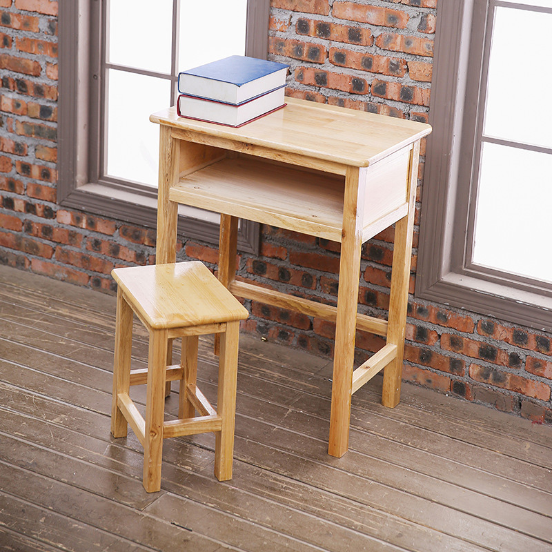 质凡实木课桌椅学生课桌学习桌单人课桌椅培训班桌椅学校教室桌椅定制