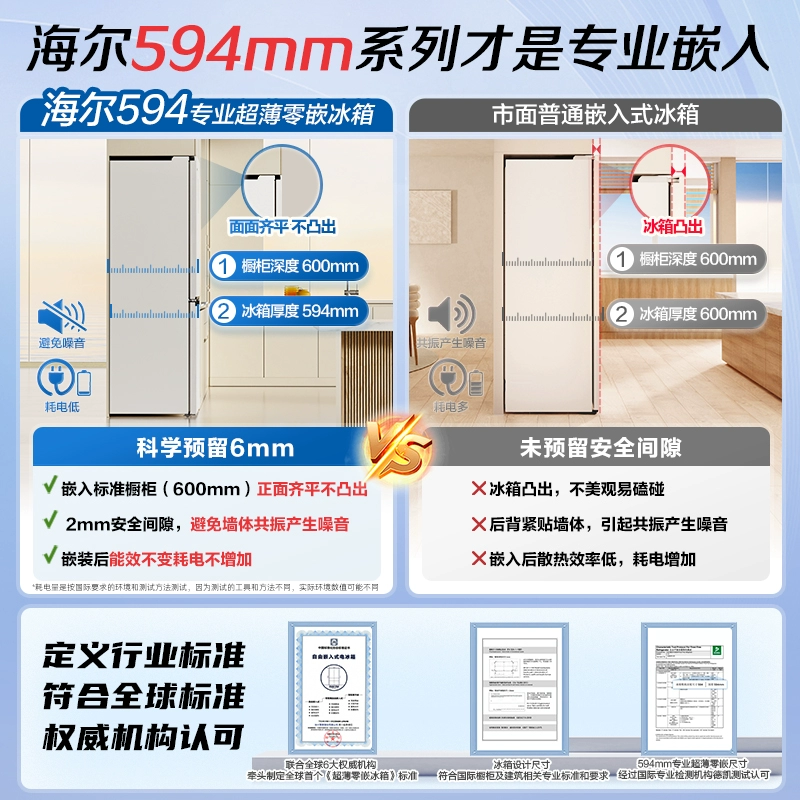 海尔(Haier)476升十字对开门超薄零嵌冰箱 全空间保鲜 EPP超净系统 BCD-476WGHTD1BWWU1高清大图