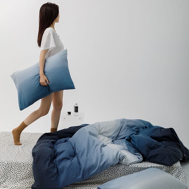 渐变色四件套40支全棉被套南通床单被套床上三件套床笠图片