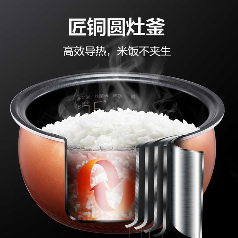 美的（Midea）RS4057 电饭煲电饭锅4L智能预约电饭煲匠铜圆灶釜内胆家用电饭煲 电源线长度（m）90m 单位：台