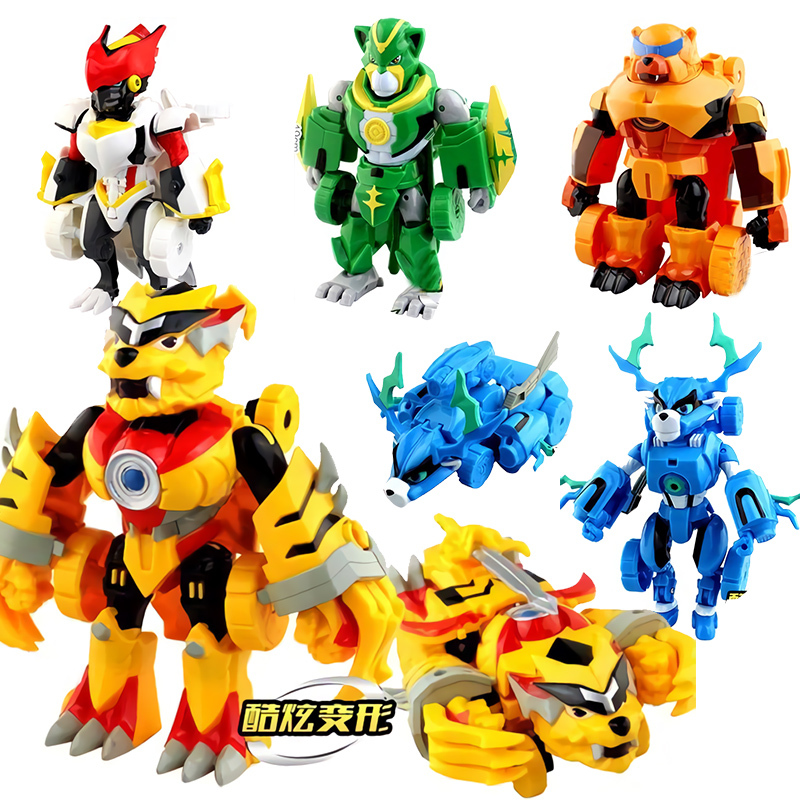 猪猪侠酷变勇士变形玩具合体五灵王大号铁拳虎阿五武冰封鹿石甲熊五灵