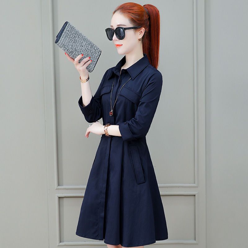 珂卡慕kekamu衬衫裙女中长款连衣裙女装2020年早春秋季新款复古时尚