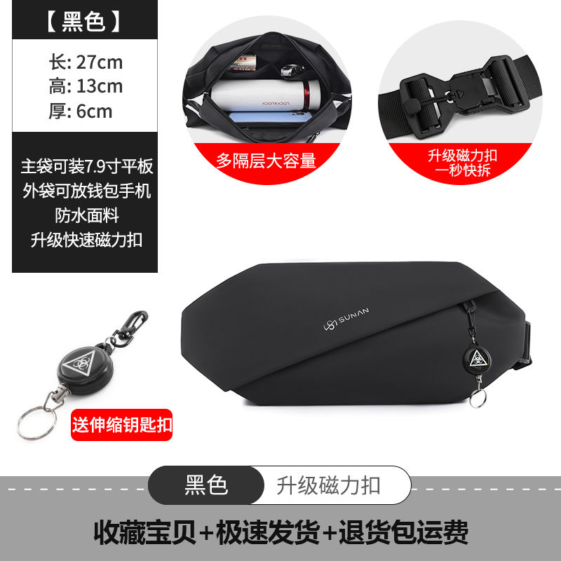 潮牌日系胸包男士ins简约单肩包腰包背包小挎包女帆布学生斜挎包高清大图