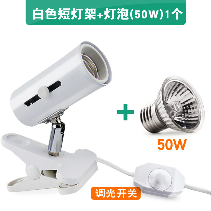 太阳灯龟灯三合一爬宠uva取暖uvb宠物加热加温保温灯泡 默认尺寸 白色短灯架/调光开关+50w灯泡