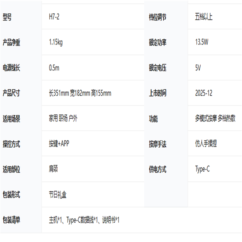 SKG按摩披肩H7-2颈椎按摩器颈部肩颈披肩斜方肌腰背部小腿脖子热敷揉捏按摩仪高清大图