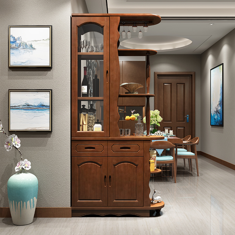 天惠子玄关柜实木现代简约中式双面屏风隔断客厅酒柜玄关餐边柜视频