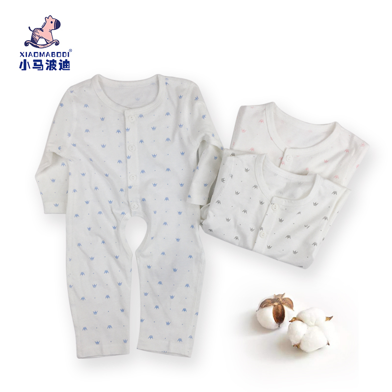 小马波迪婴儿开档连体衣开裆宝宝衣服春秋纯棉睡衣薄款男婴幼儿哈衣爬服夏