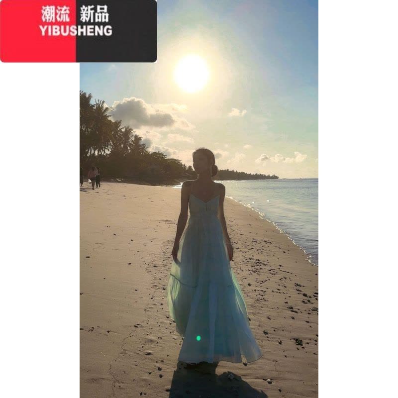 YIBUSHENG海边拍照仙吊带连衣裙云南三亚旅行初恋穿搭长裙度假露背仙女裙图片