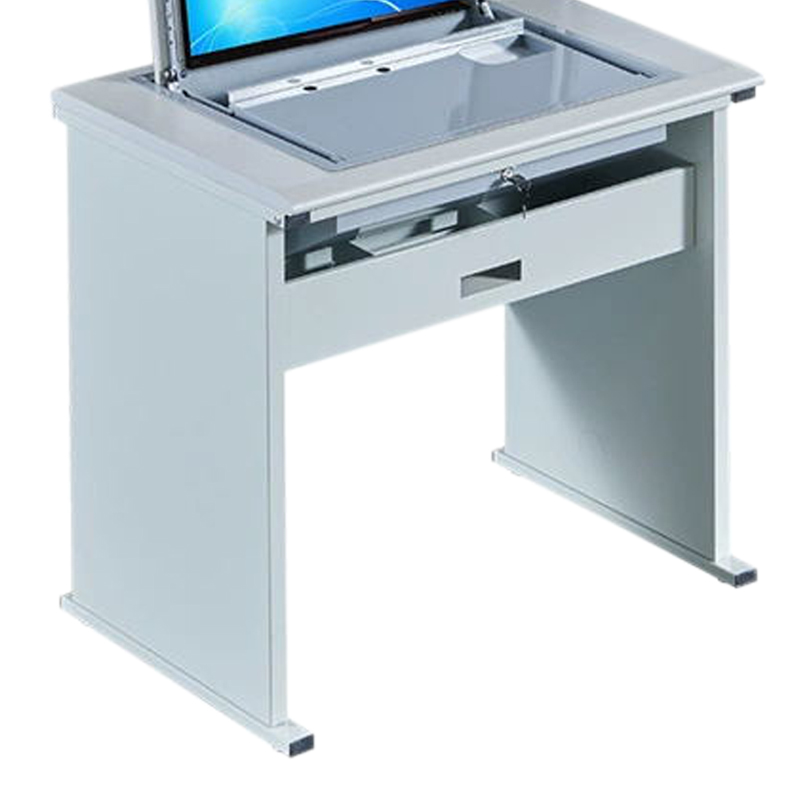 湘渭单人翻转电脑桌双人培训桌学校多媒体教室考试桌机房嵌入式学生桌T型云主机单人(不含显示屏)高清大图